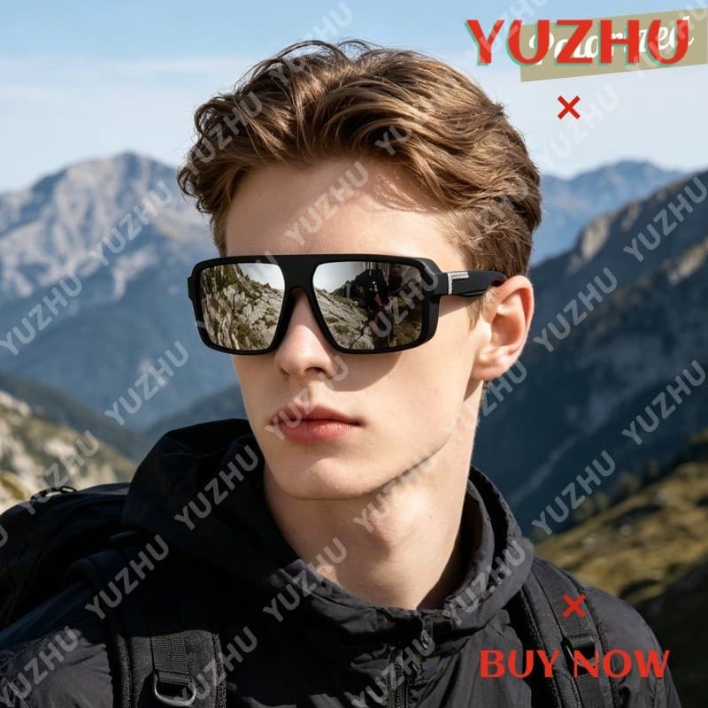 (YUZHU) Estilo Esportivo Ao Ar Livre Moldura Quadrada Personalidade Lente Polarizada Unissex Óculos De Sol Para Dirigir