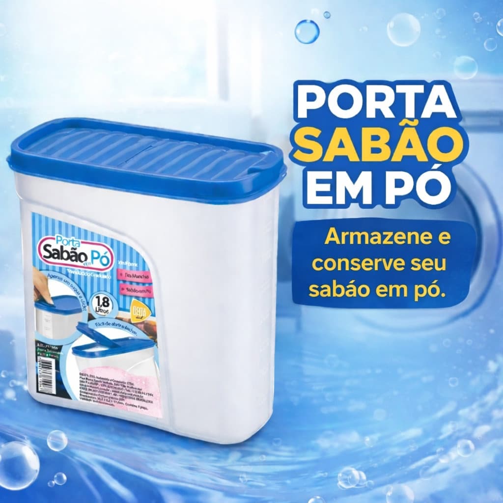 Porta Sabão 1,8L Multiuso Organizador Plástico para Lavanderia 1 2 ou 3 Unidades