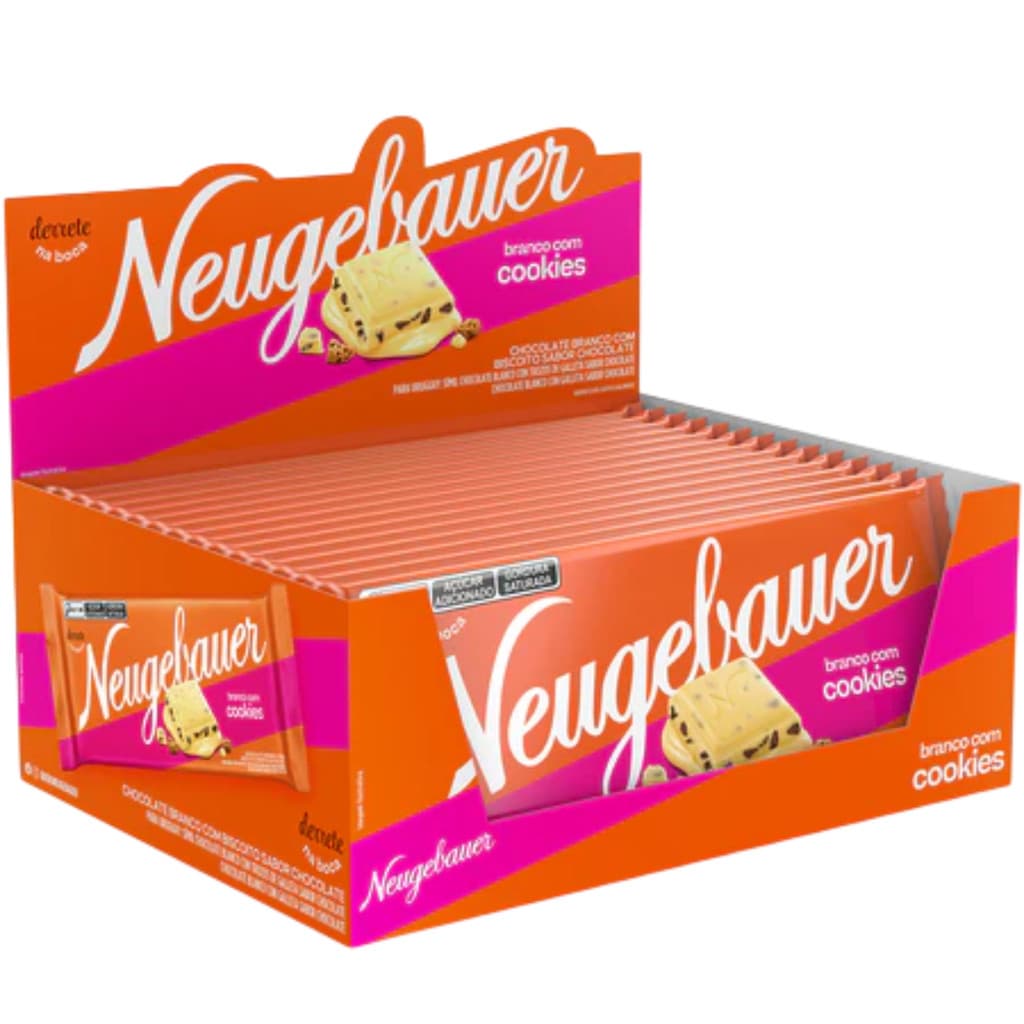 Chocolate em Barra Neugebauer Branco com Cookies 80g Display C/16 Unidades