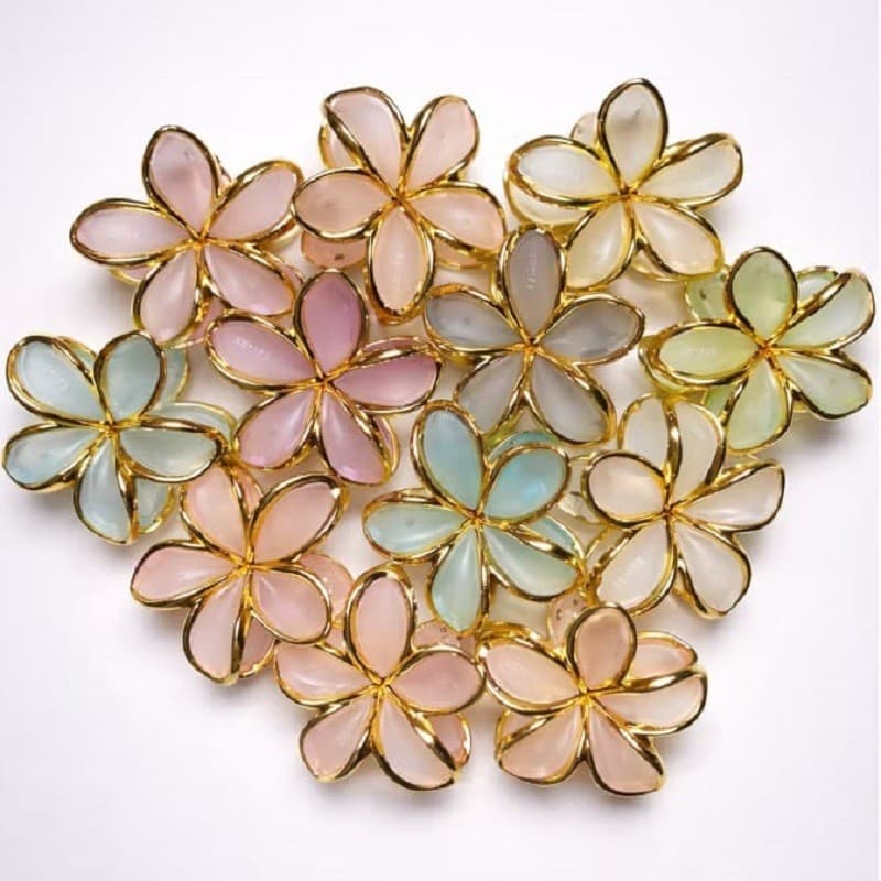 1 /3/6/12  Piranha  Presilha de Cabelo Grande de Verão com Armação Dourado  8cm