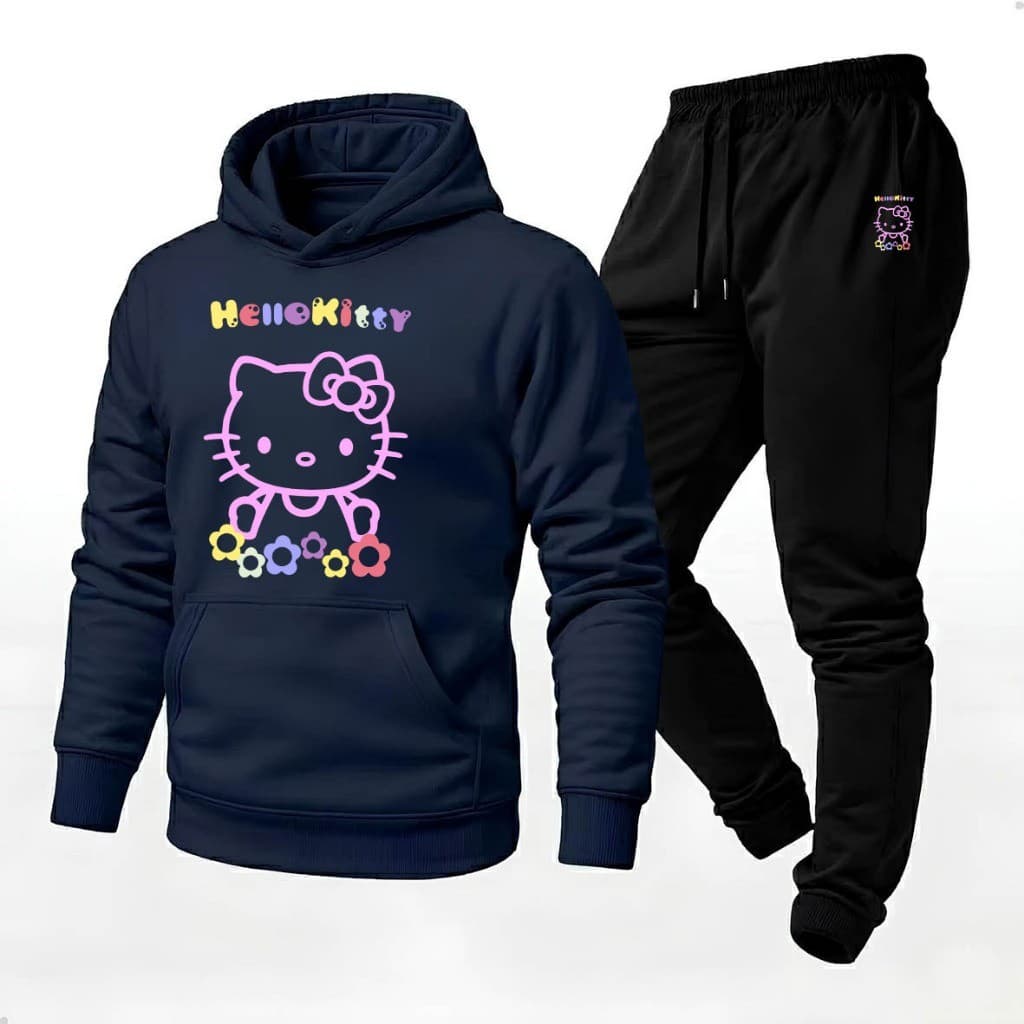 Conjunto Blusa Moletom Canguru + Calça Lancamento Hello Kitty Colorido Exclusiva 2026