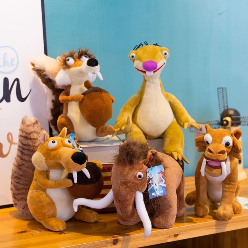 Canguru, Preguiça, Mamute, Esquilo, Tigre da Era do Gelo - Brinquedos de Pelúcia da Era do Gelo N0EQ U0VR