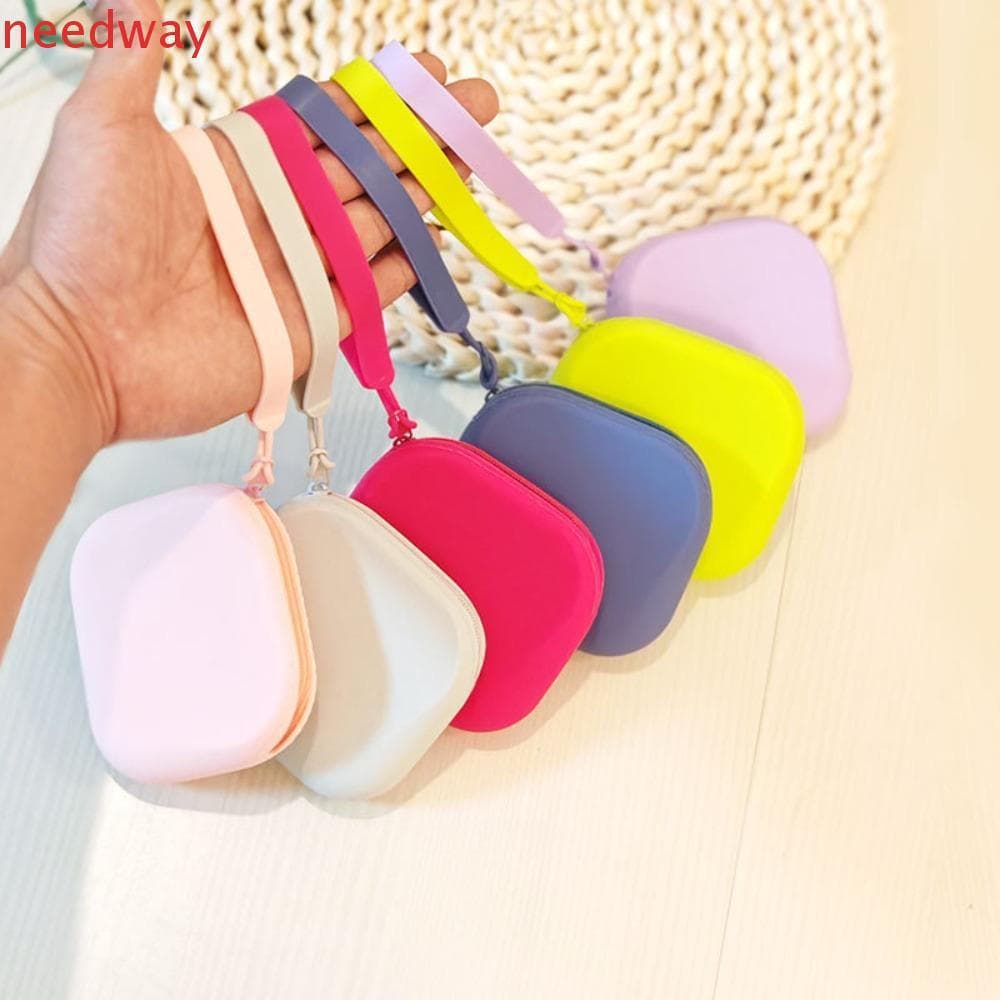 NEEDWAYB Bolsa De Moedas De Silicone , Mini Armazenamento Colorida Morandi Carteira Quadrada À Prova D'água Para Batom