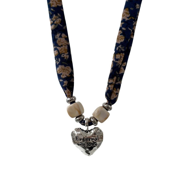 Nova mente noturna azul!Lenço de seda Floral azul escuro amor gota de água colar feminino outono inverno Halter camisola