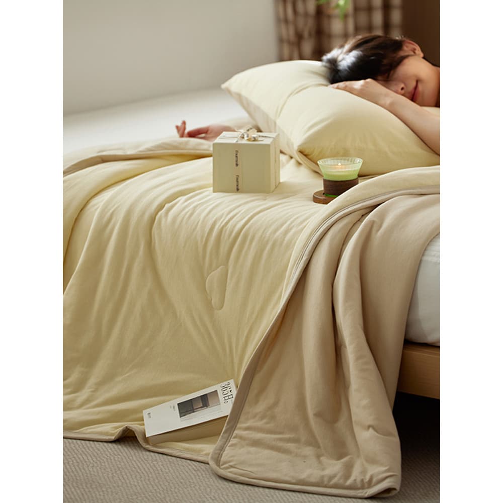 Roland Home Textiles Classe A Macio Malha Algodão Verão Colcha Fresca Cor Sólida Lavável Algodão Ar Condicionado Colcha