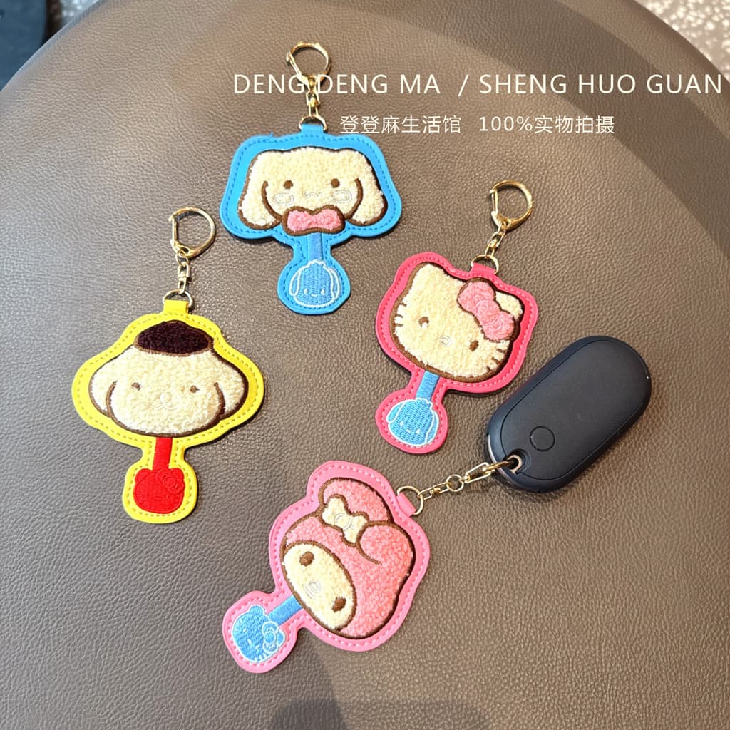 Japonês Sanrio Bonito Dos Desenhos Animados Requintado Bordado Chaveiro Pirulito Forma Kitty Melody Ornamentos