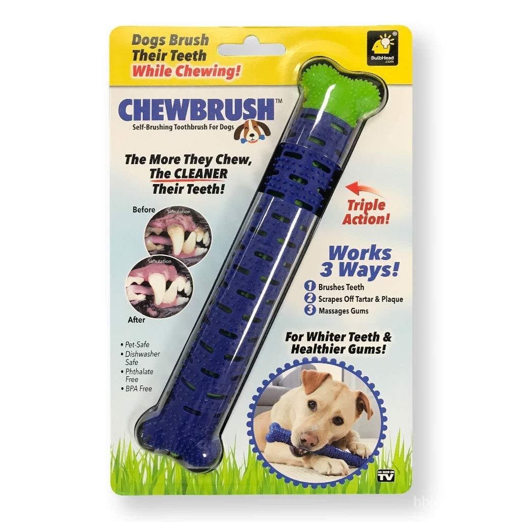 Escova de Dentes e Brinquedo BulbHead Chewbrush - Não Requer Pasta de Dentes para Cães - Ótimo Brinquedo para Limpeza do