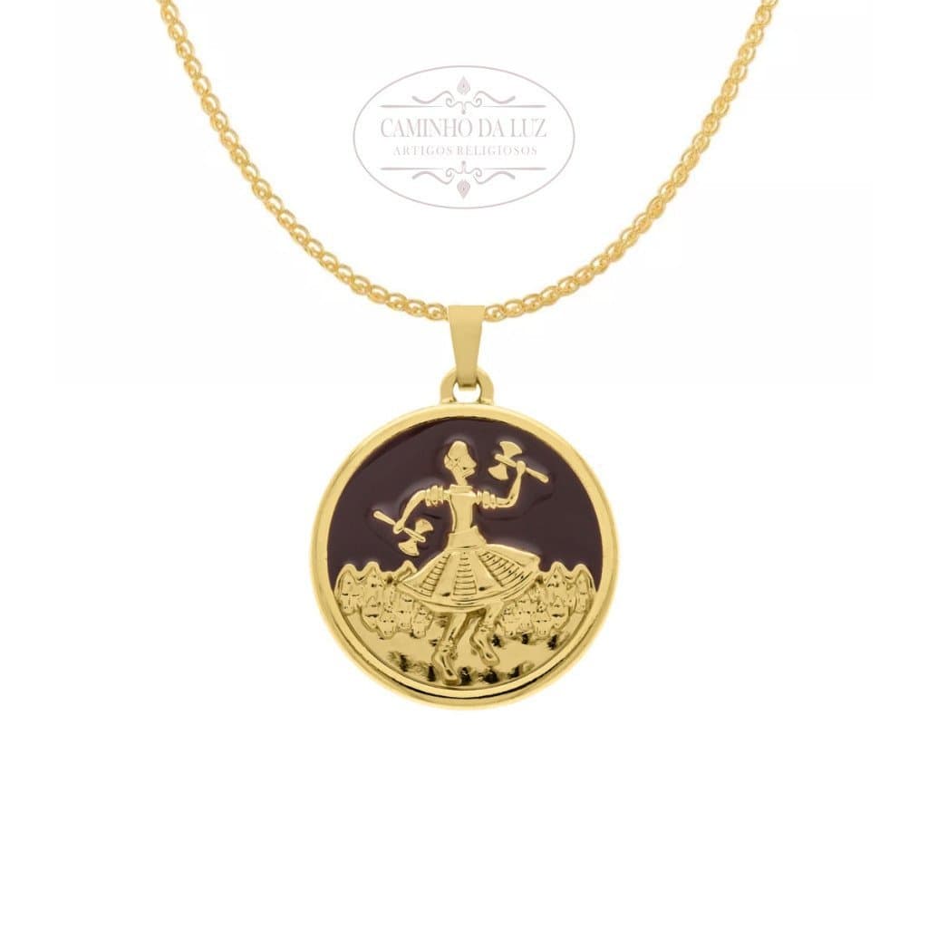Kit Pingente Xangô Banhado a Ouro 18k Umbanda Candomblé + Corrente 60cm