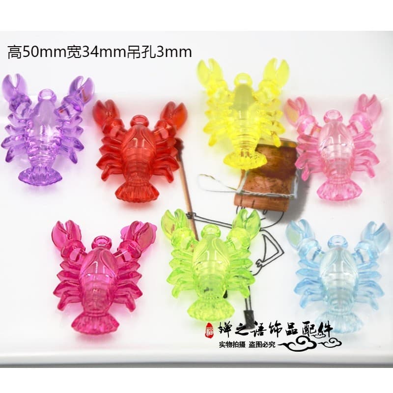 Diy diy crianças frisado Material artesanal transparente acrílico cor dos desenhos animados lagosta pingente contas solt