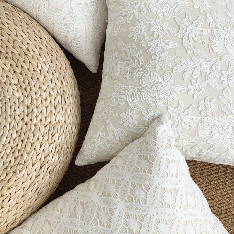 Almofada de flor grande de renda de luxo leve francesa ins algodão linho Floral capa de almofada de sofá clássico elegan