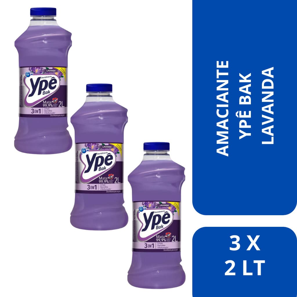 Desinfetante Ypê Bak - Lavanda - 2Lt - Combo c/ 3 un.