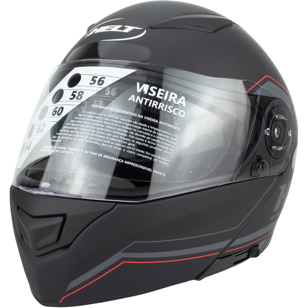 Capacete Helt Hippo Glass Black Matt Viseira Antirrisco
