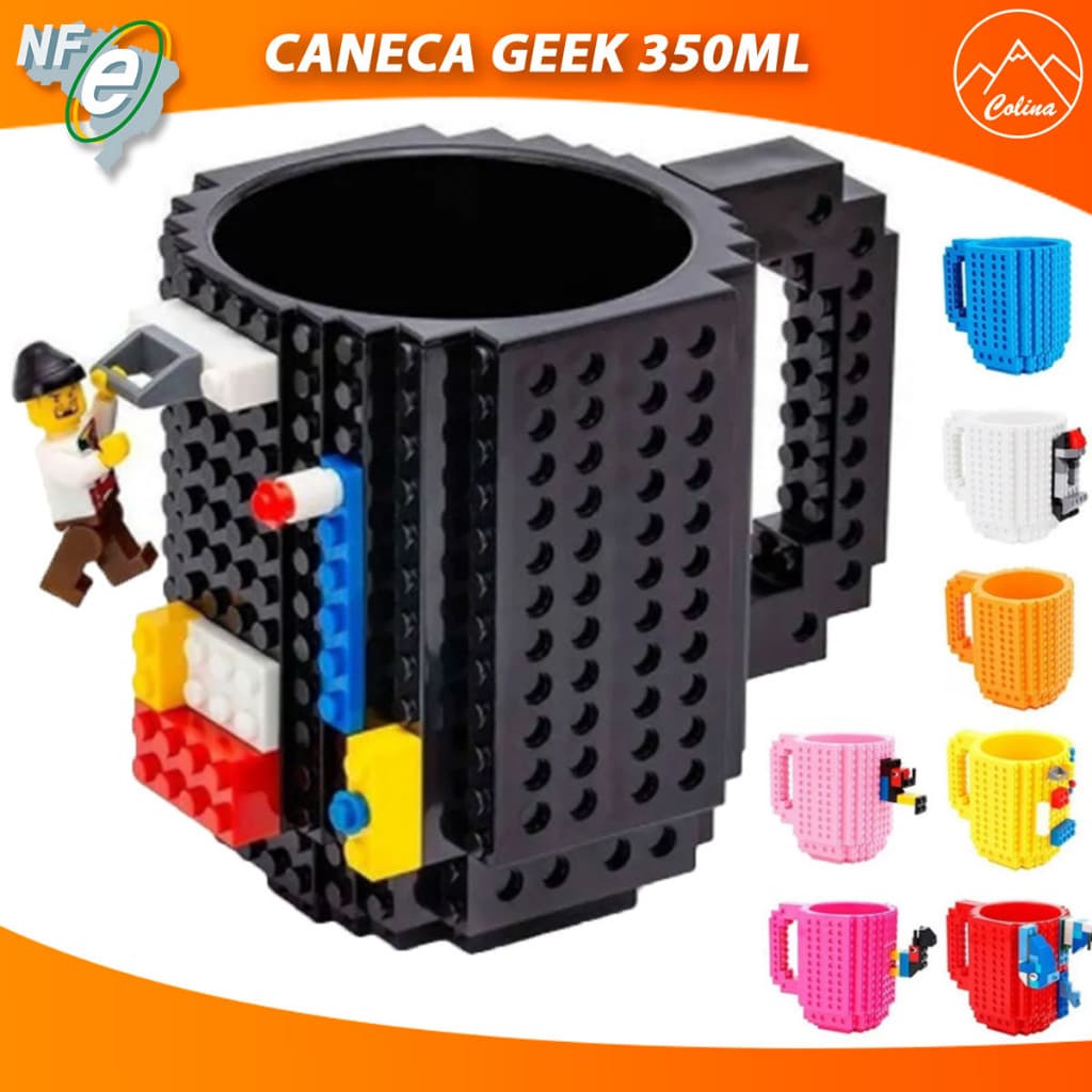 Canecas Bloquinhos Com Encaixe "Lego" + Peças Para Montar Nano Shop