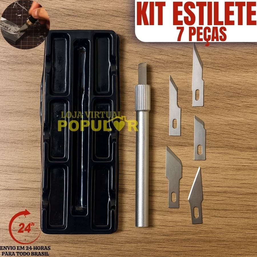 Kit Estilete 7 Peças de Precisão Para Artesanato e Diversas Utilidades