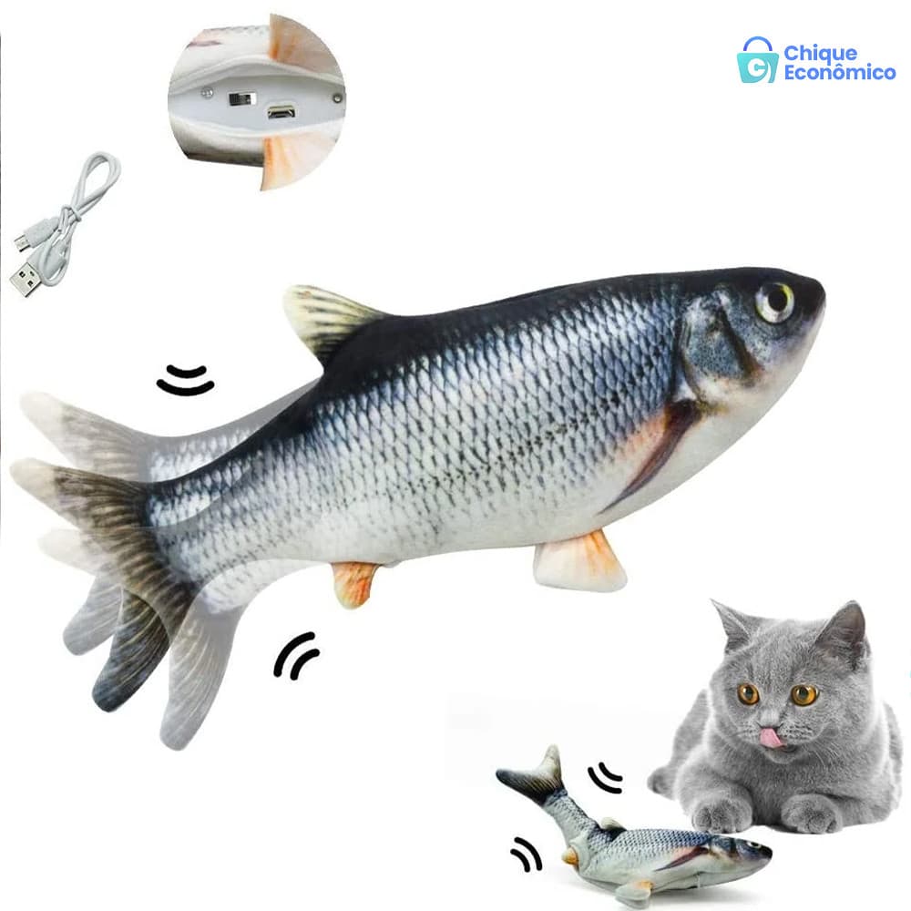Brinquedo Estimulante com Peixe Elétrico - Atrai e Exercita Gatos e Outros Pets