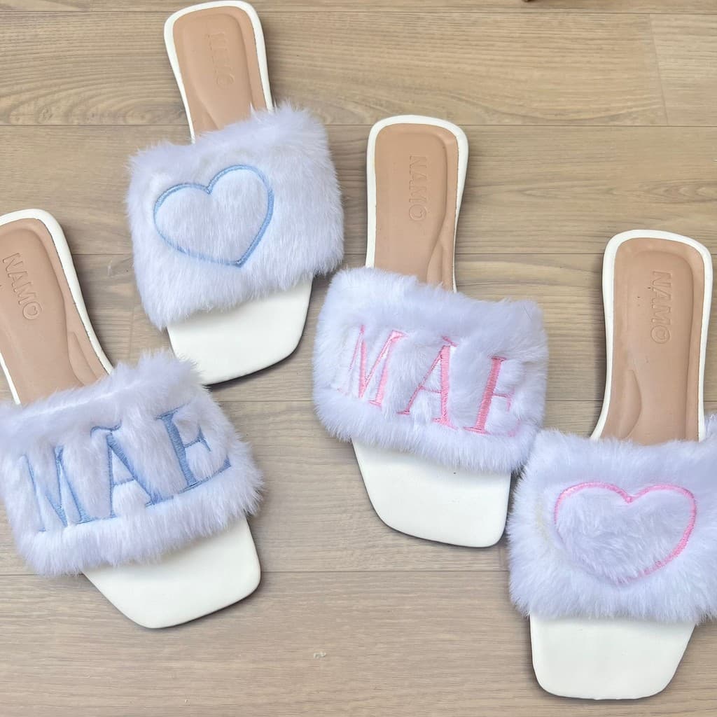 Pantufa Bordada Maternidade | Conforto para Mamãe | Cores Rosa, Azul Bebê e Amarelo