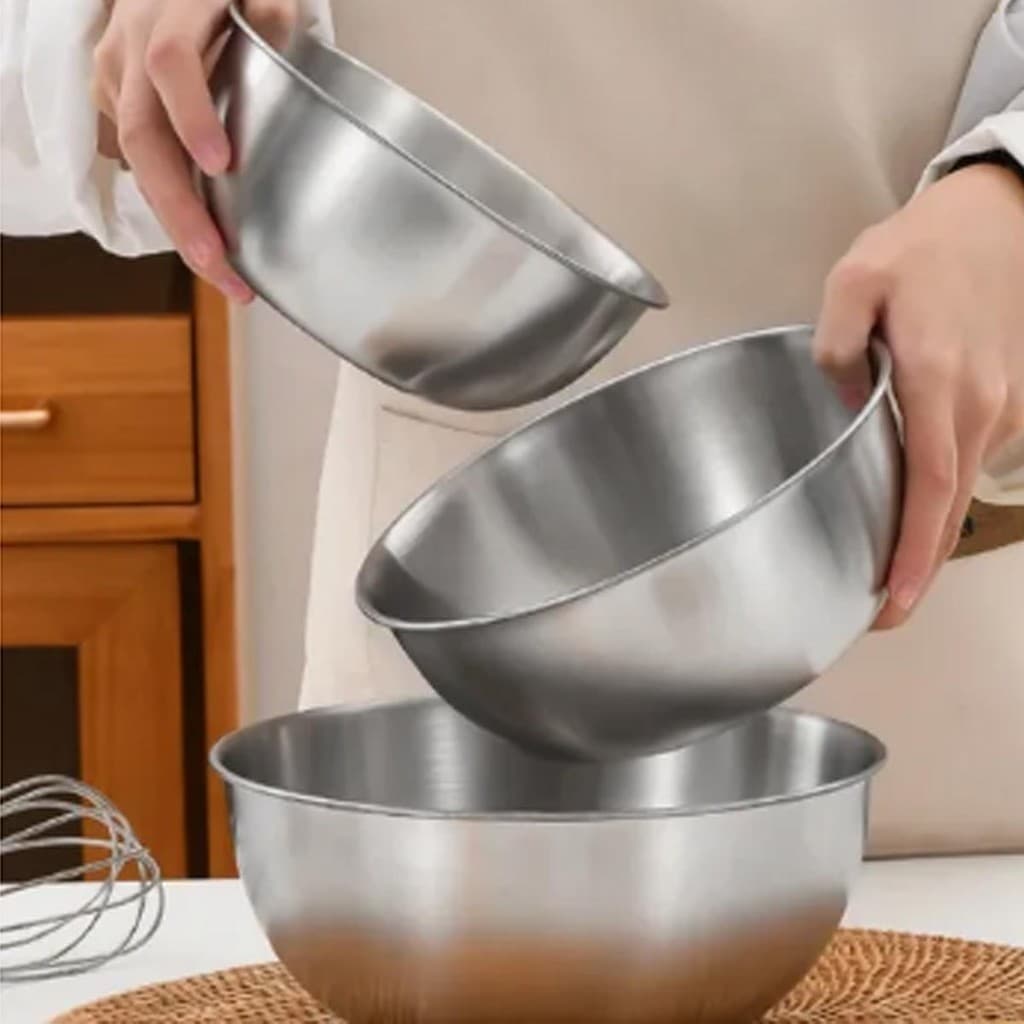Tigelas Bowl Saladeira Inox Grande Vasilha Redonda Bacia Cozinha Frutas Gourmet