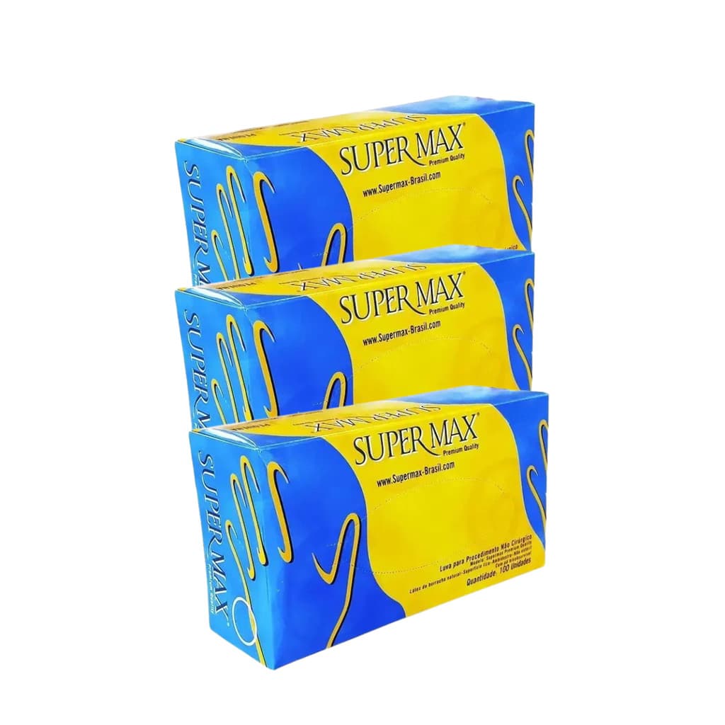 3CXS LUVAS PROCED LÁTEX C PÓ SUPERMAX PREMIUM 100UN