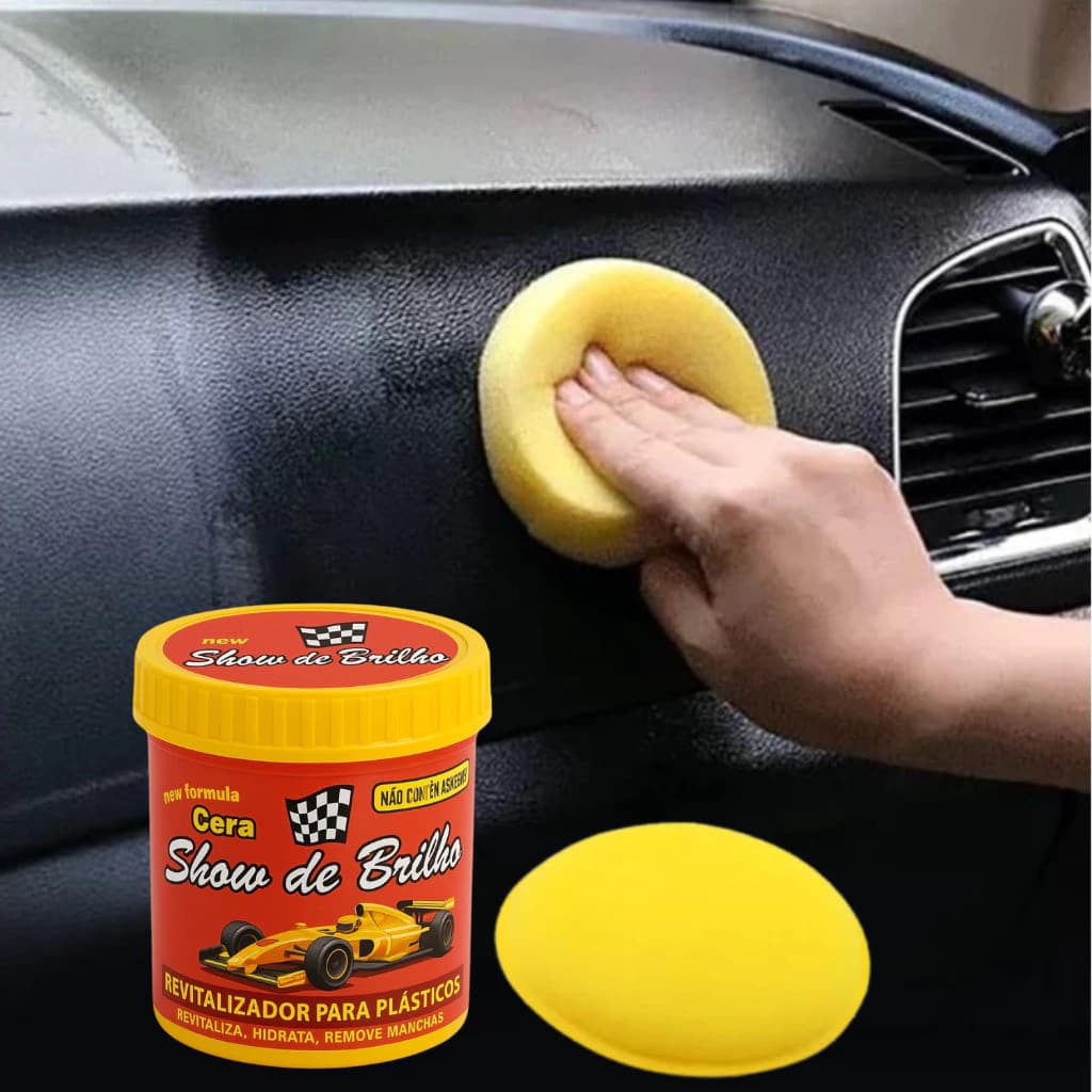 CERA REVITALIZADORA PLÁSTICO RENOVA PARA-CHOQUE RETROVISOR PAINEL, COURO AUTOMOTIVO CARRO MOTO 100gr
