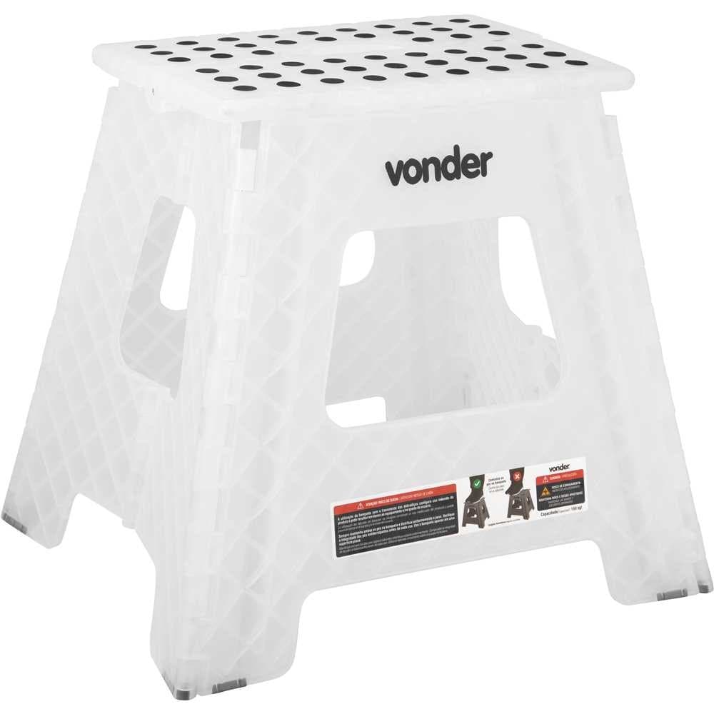 Banqueta Plástica Dobrável Transparente Altura 360mm Vonder