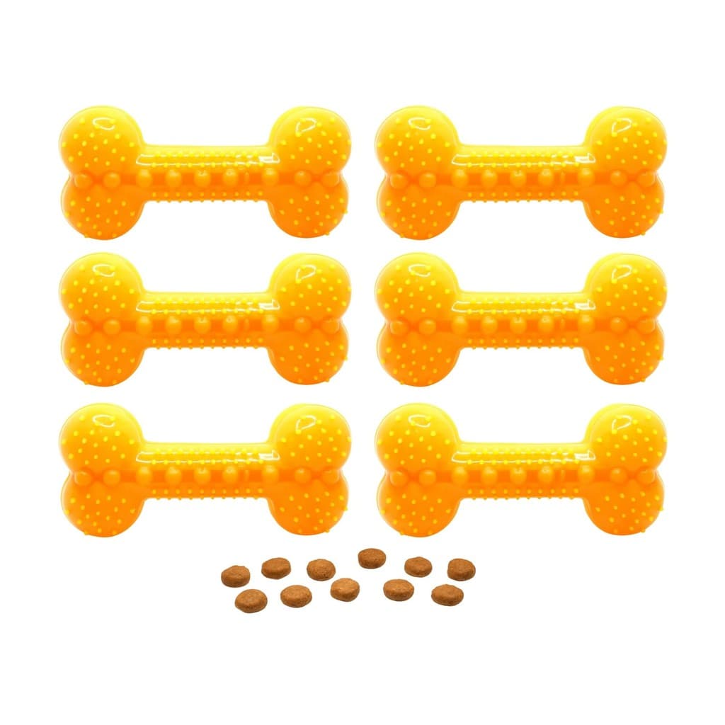 Kit 6 Osso Petisco Interativo Laranja Neon Borracha Resistente