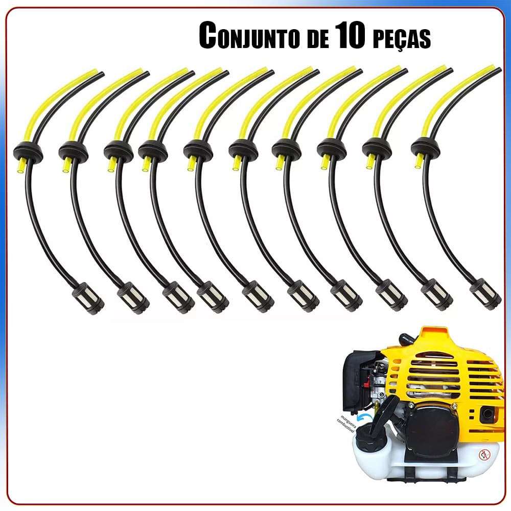 10 peças Filtro Combustível + Mangueira Roçadeiras 33/43/52/63cc