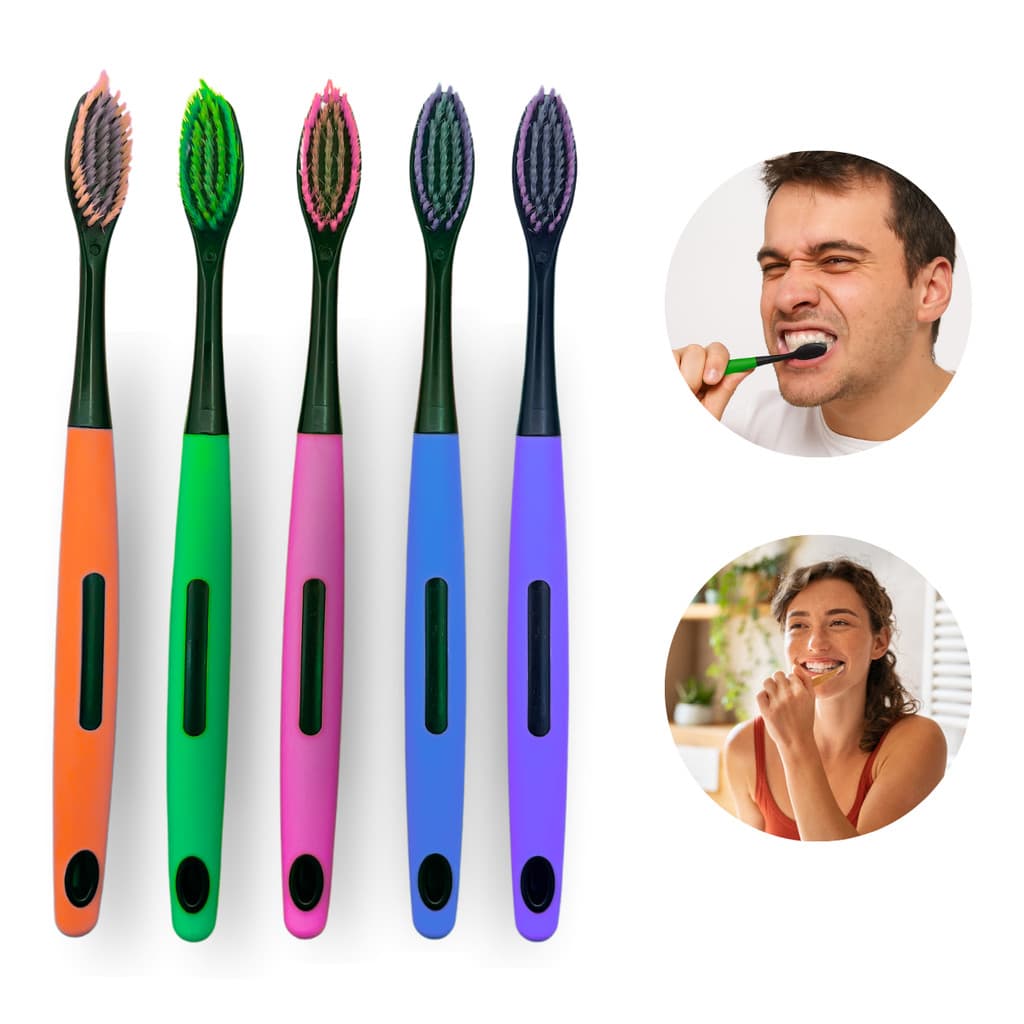 Kit Escova De Dente Adulto 5 Unidades Limpeza E Saúde Bucal Com Capa Protetora