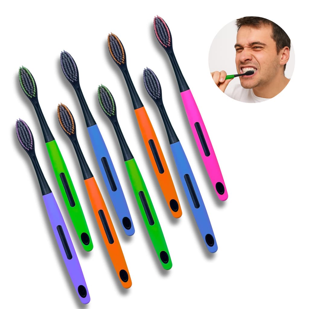 Kit Escova Dental 8 Unidades Cerdas Macia Limpeza E Saúde Bucal Com Capa Protetora