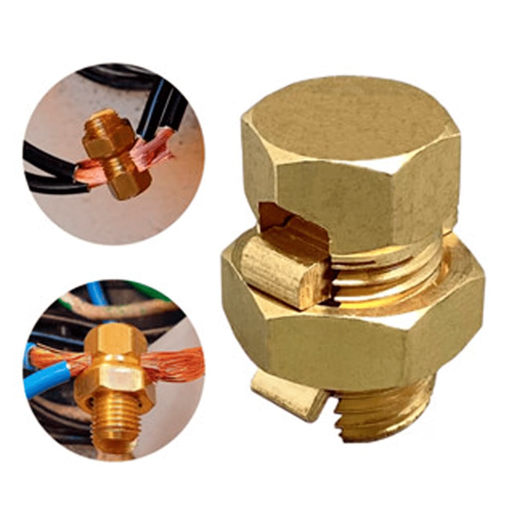 Conector Fendido Latão Para Cabos 10mm Parafuso Split Bolt