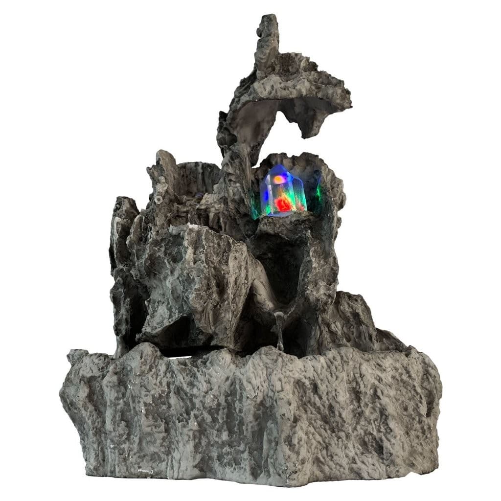 Fonte de Agua Cascata 38,5cm Rustica Efeito de Pedra Rocha FengShui Decorativa