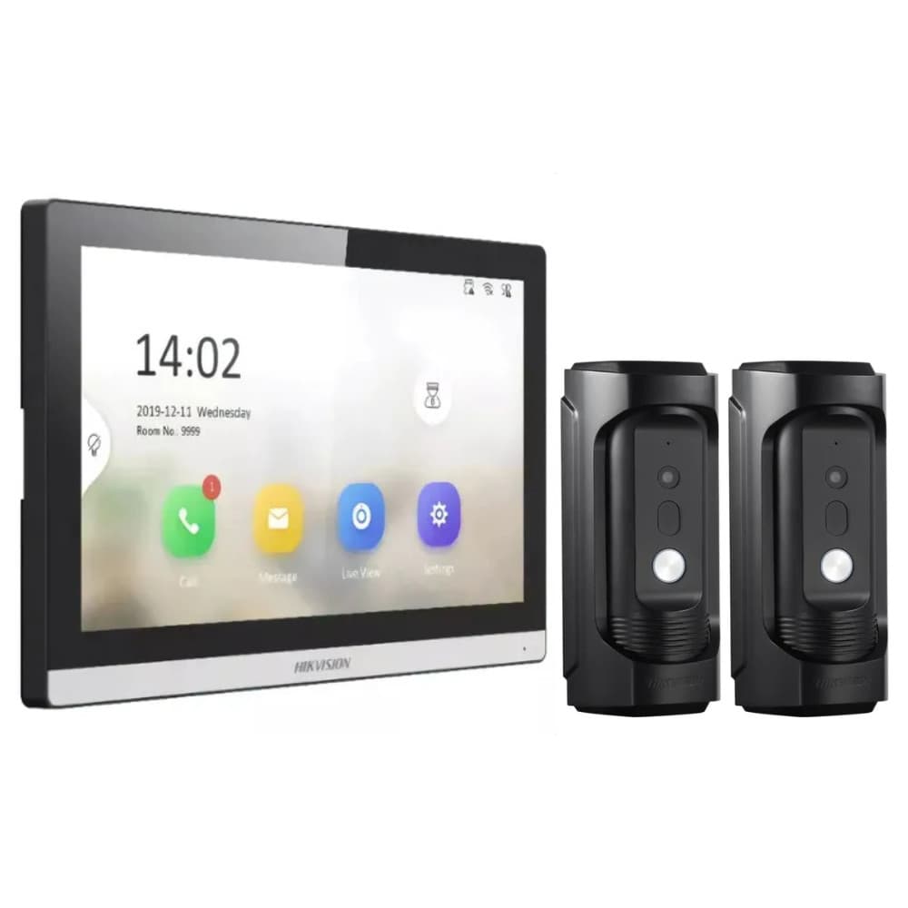 Kit 2x Vídeo Porteiro Ds-kb8113-ime1 + 1x Ds-kh6350-wte1