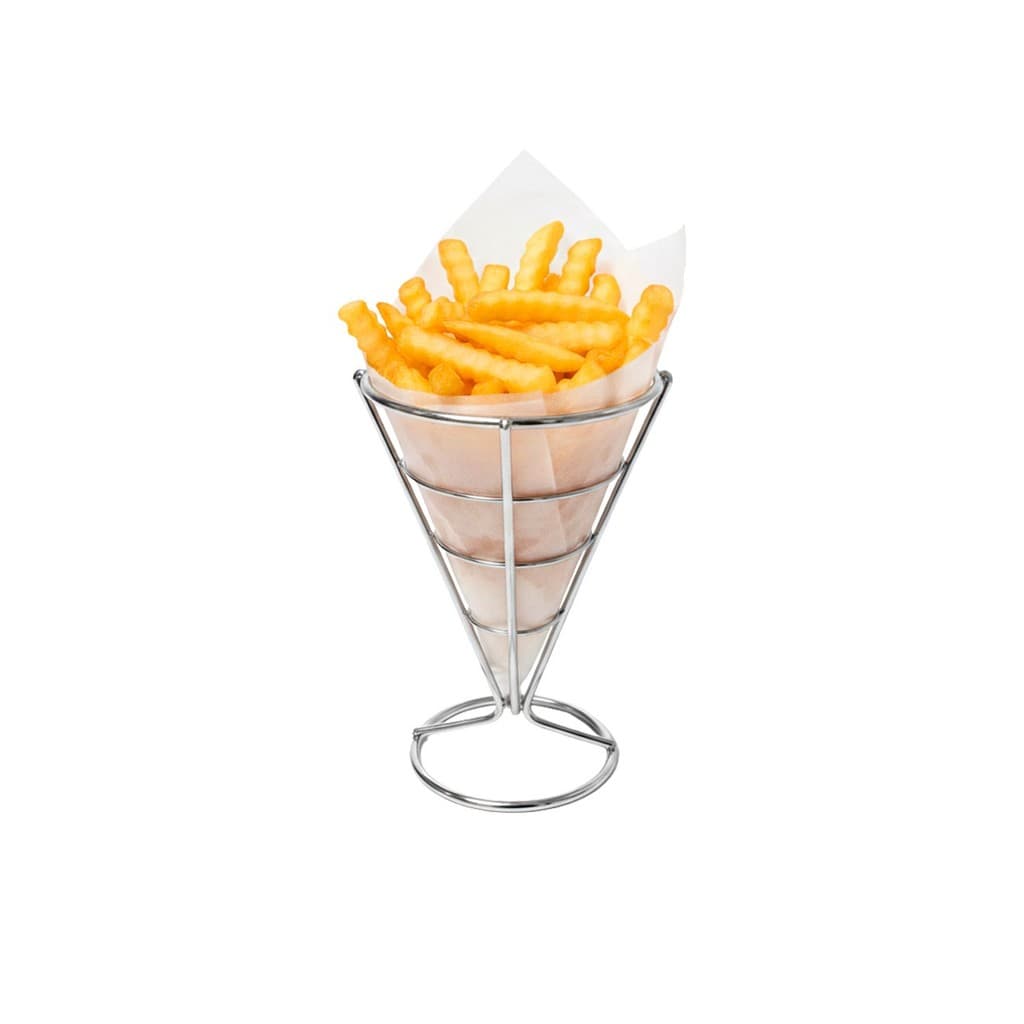 Suporte Cone Fritas Servir Porçoes Petiscos Bar Aço Inox