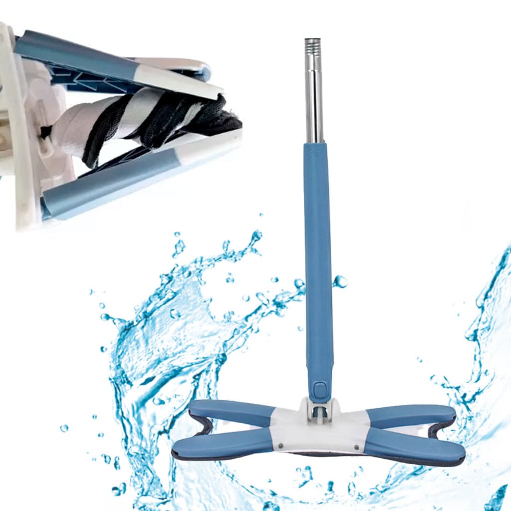 Mop Rodo Giratório Ajustável e Retrátil Azul Escuro Prático