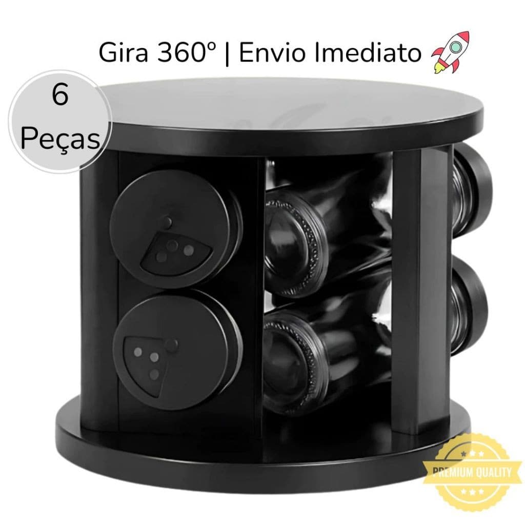 Porta Temperos Condimento Giratório 360° 6 Potes Vidro Organização Prática Design Moderno