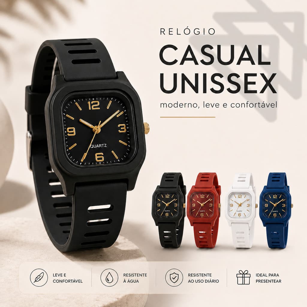 Relógio Feminino De Moda Coreano À Prova D'água Analógico Esportivo De Silicone