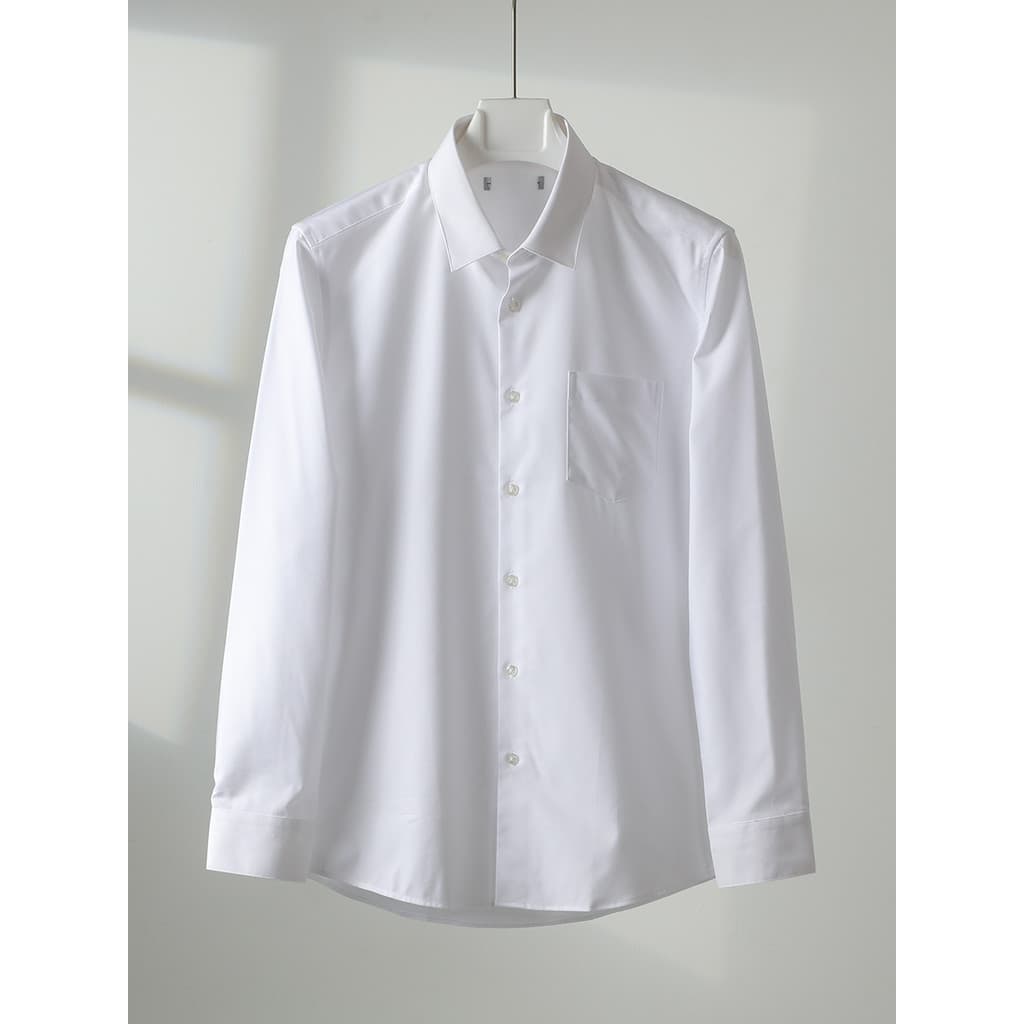 Grandes benefícios!H Series Cabinet Cut Label Masculino Business Casual All-Match Algodão Misturado Camisa de Manga Comp