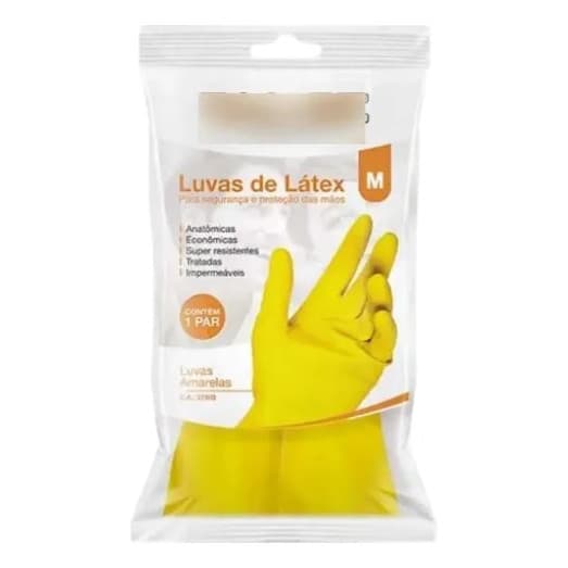Kit 12 Luvas Látex Multiuso Amarela Limpeza/jardinagem
