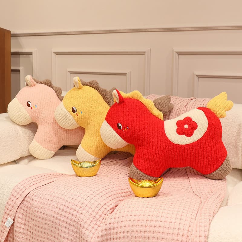 Novo 2026 Ano Do Cavalo Mascote Boneca De Pelúcia Pingente De Zodíaco Brinquedo Macio Travesseiro Confortável Presente D