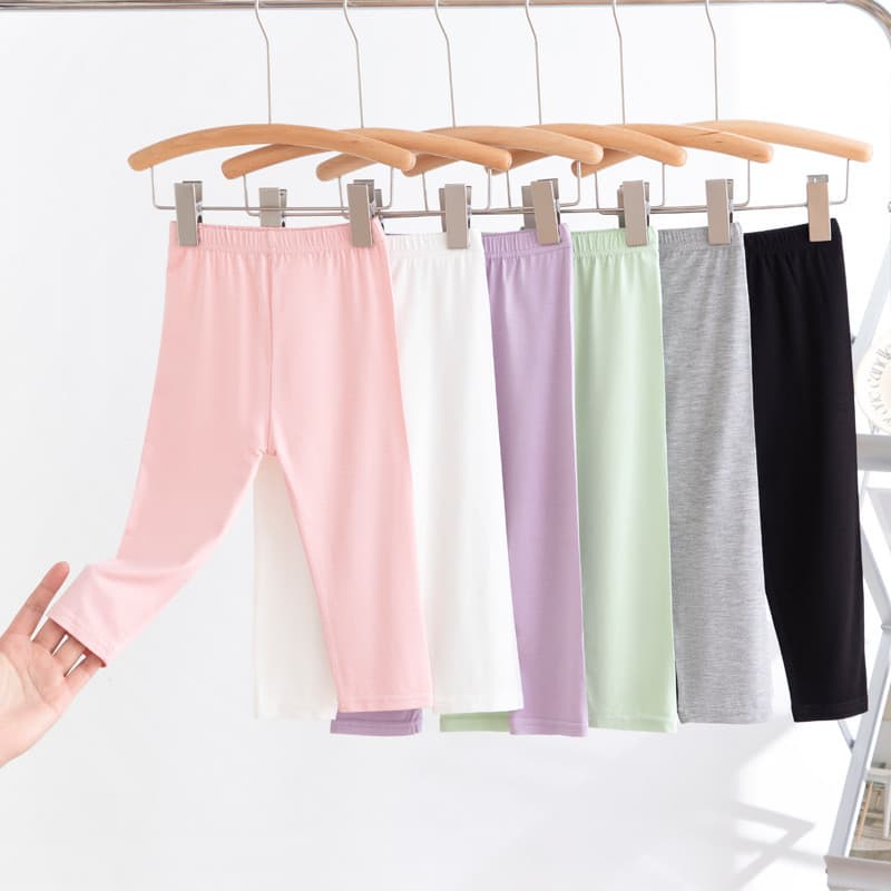Verão recortado leggings infantis doces fibra de madeira calças infantis legal estilo fino All-Match leggings para menin