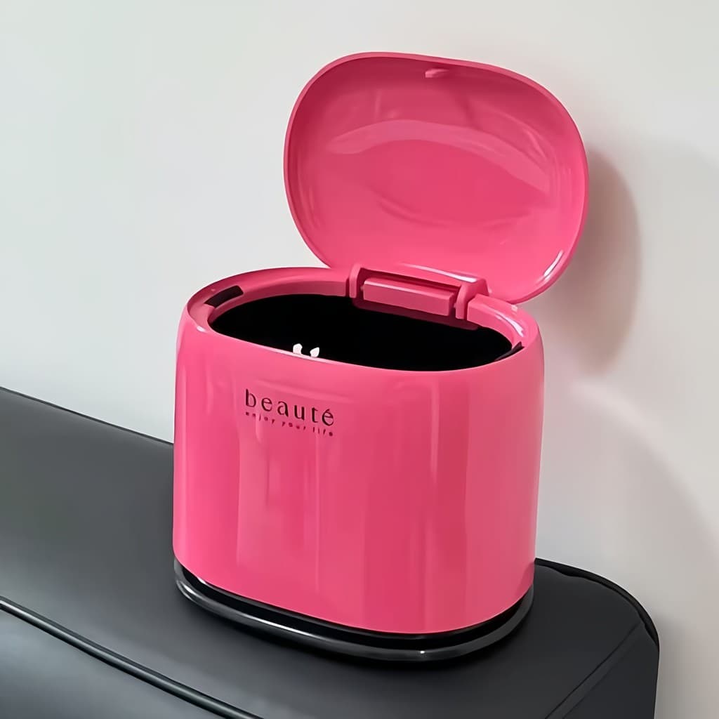 Lixeira de mesa dopamina, valor de aparência doméstica com tampa, tipo Push, Mini cesta de lixo, escritório, carro, lixe