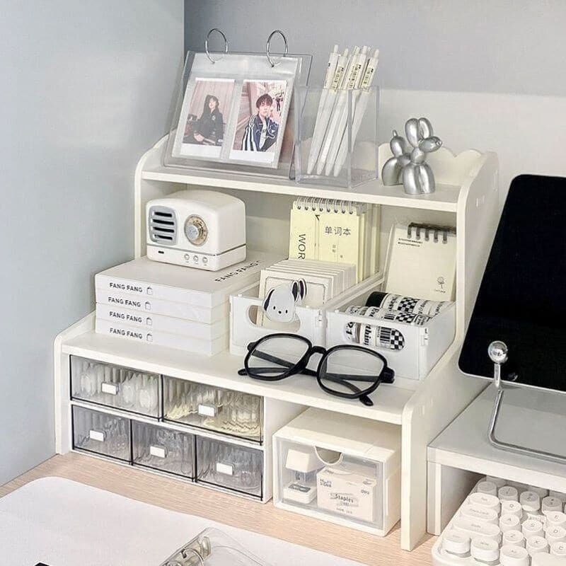 Ins estilo Desktop estudante prateleira multifuncional mesa cosméticos organização Rack de armazenamento dormitório caix