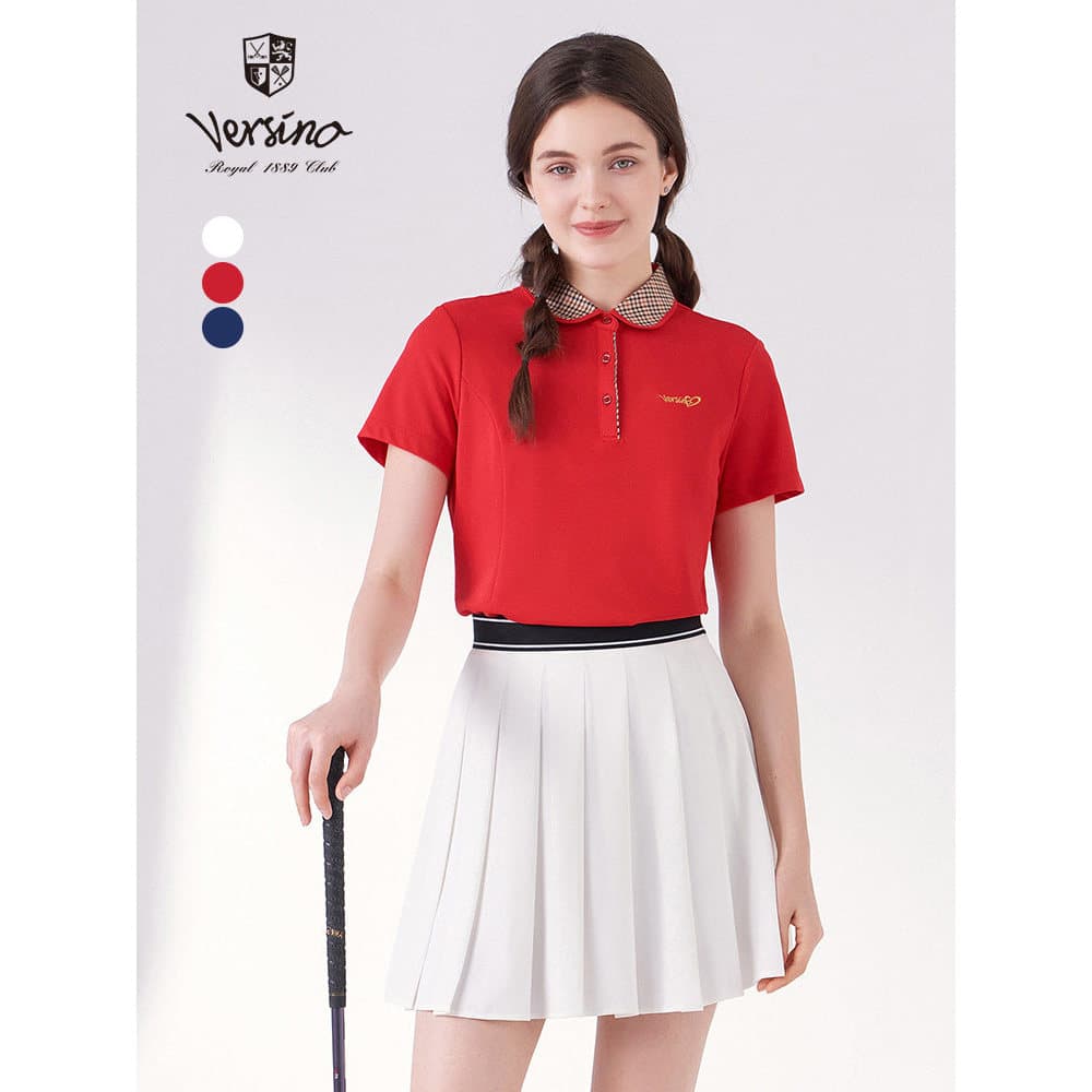 Versino versino camisa POLO feminina de verão estilo clássico lapela manga curta Commuter camiseta redutora de idade