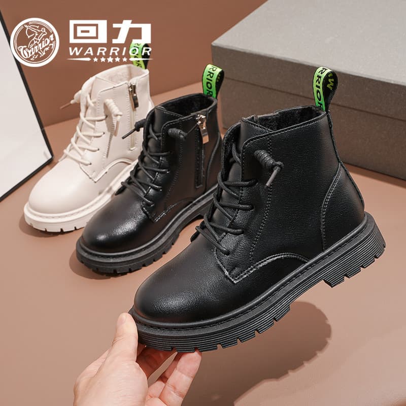 Puxar para trás meninas Martin botas crianças 2025 outono inverno novo estilo mais veludo estilo britânico estudantes do