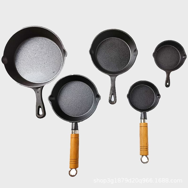 Influenciador óleo quente pequena pan 10cm ferro fundido pequena panela de óleo fazendo bolinho de ovo ferramenta útil c
