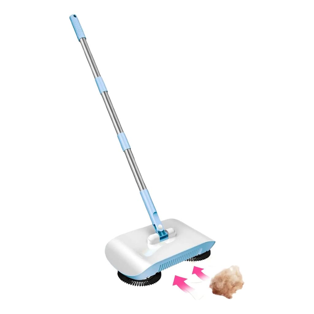 Mop Mágico 3 em 1 Manual com Cabo Inox - Varre, Coleta e Esfrega Pisos - Limpeza Fácil Sem Bateria