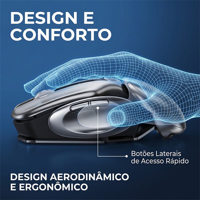 HREBOS x HEYOO Mouse sem fio ergonômico mudo bateria estendida de baixa latência