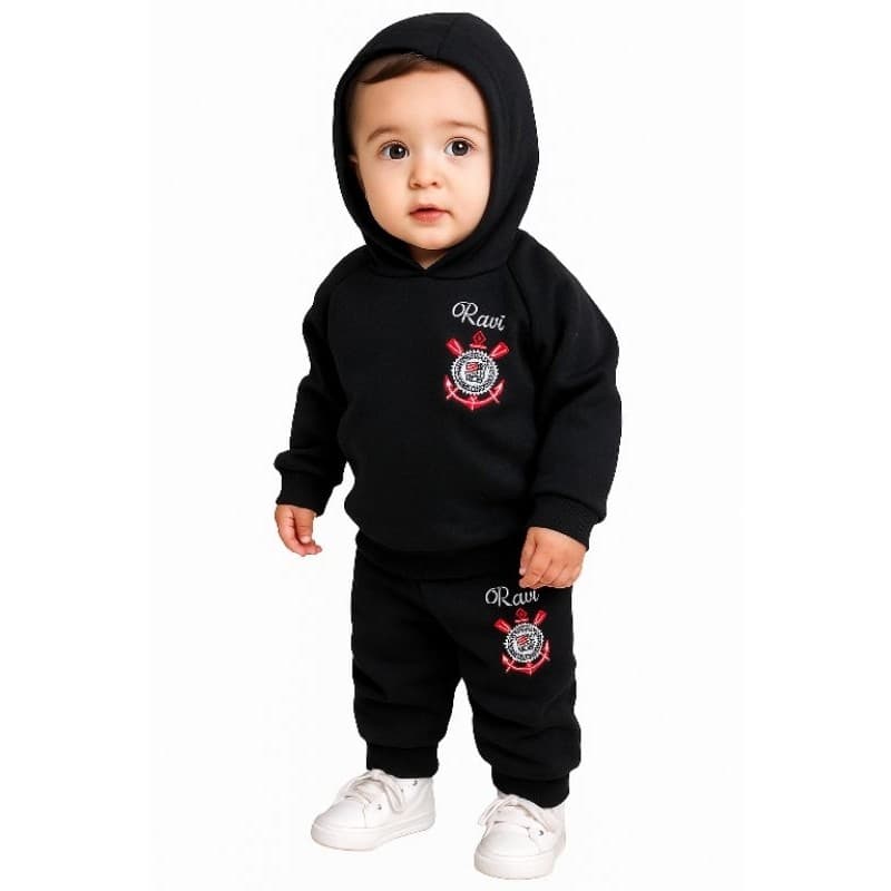 conjunto de moletom bebês e crianças com nome Personalizado
