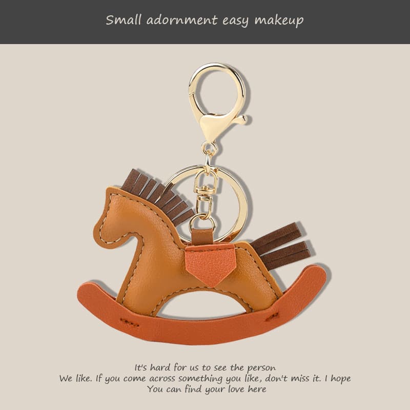 Pingente de pônei louco desenho animado cavalo de balanço pingente de couro artesanal bolsa de couro pingente chaveiro d