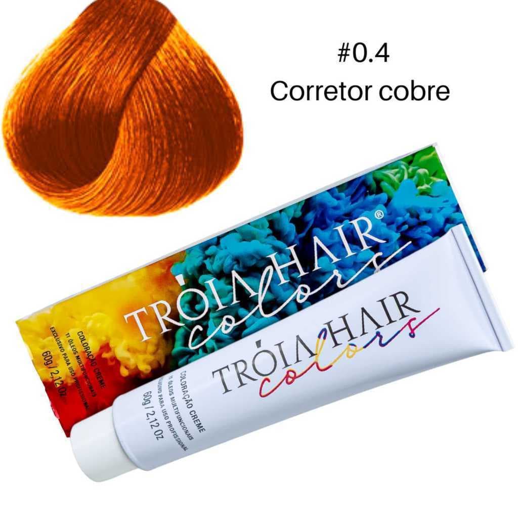 Coloração em Creme Permanente Corretor Cobre #0.4 - Troia Hair colors 60g