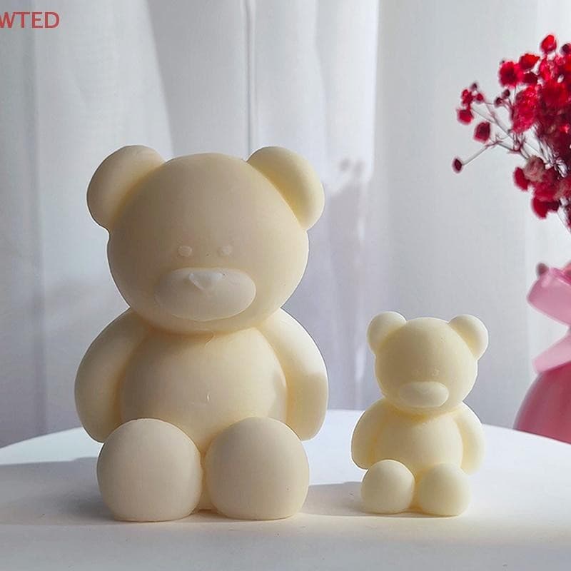 (WTED) Forma De Vela De Silicone De Urso De Brinquedo De Posição Sentada Para Gesso Perfumada Artesanal , Molde De Injeç